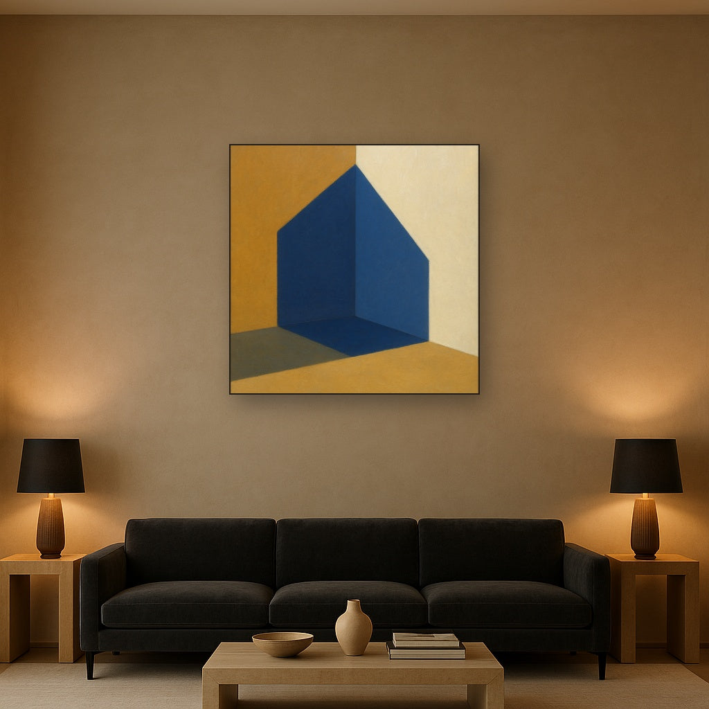 Sun & Shadow Architectural Facade Geometry No. 14 Fine Art Oil Painting - View 2