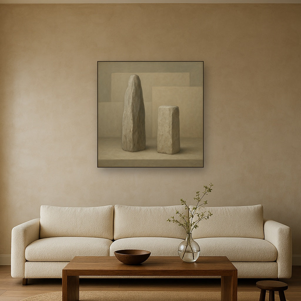 Driftwood Grey & Weathered Stone Monolith No. 10 Oil Painting - View 2