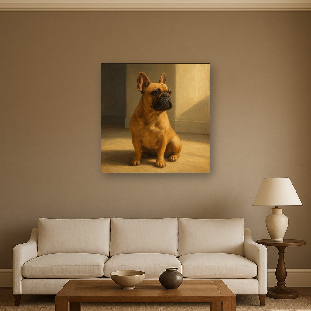 French Bulldog in Sunlit Minimalist Studio Fine Art Oil Painting - View 2