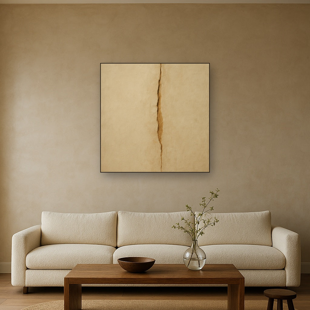 Tactile Stucco & Ochre Rift No. 9 - Modern Fine Art Oil Painting - View 2