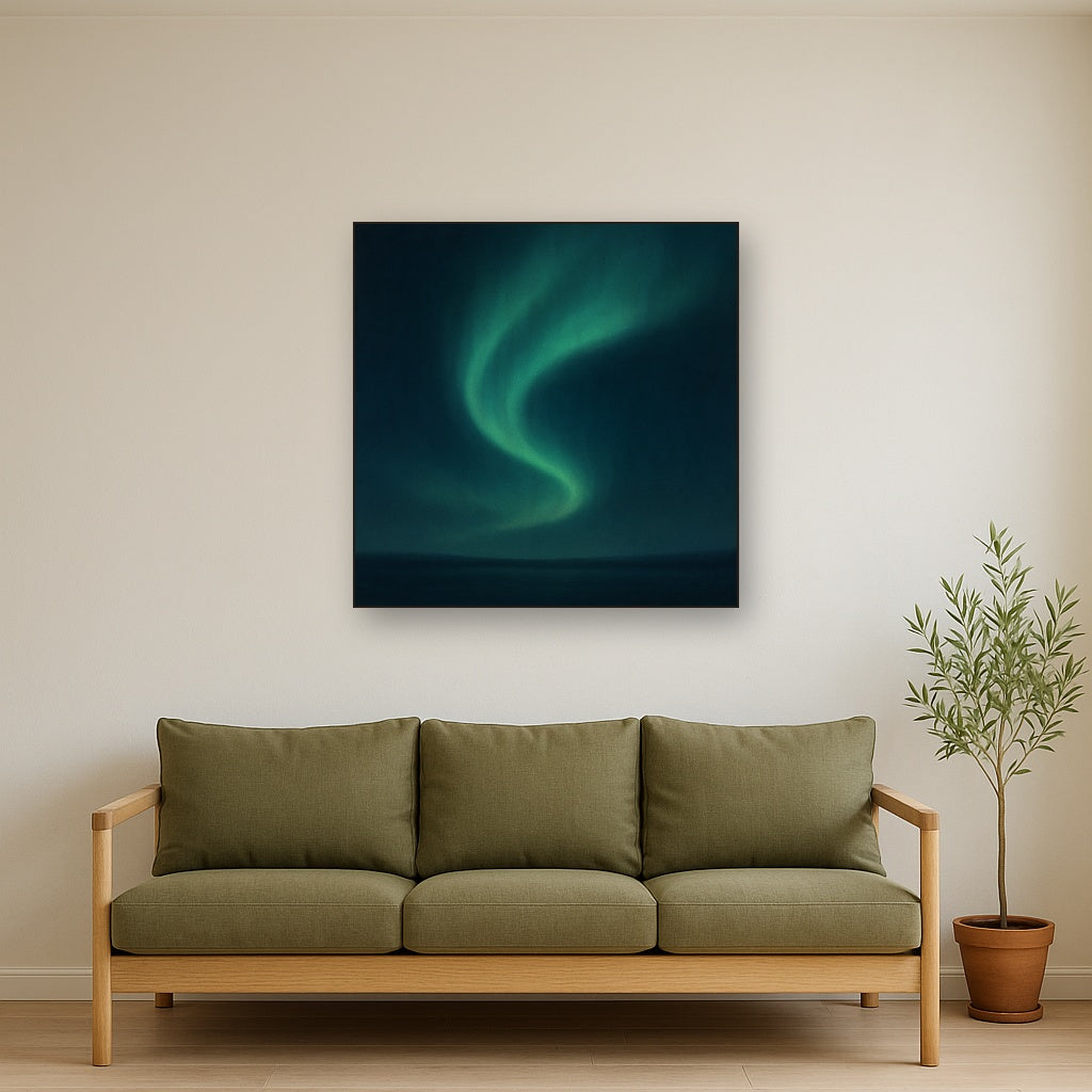 Aurora Borealis Veil in Deep Midnight Indigo No. 5 Oil Painting - View 2