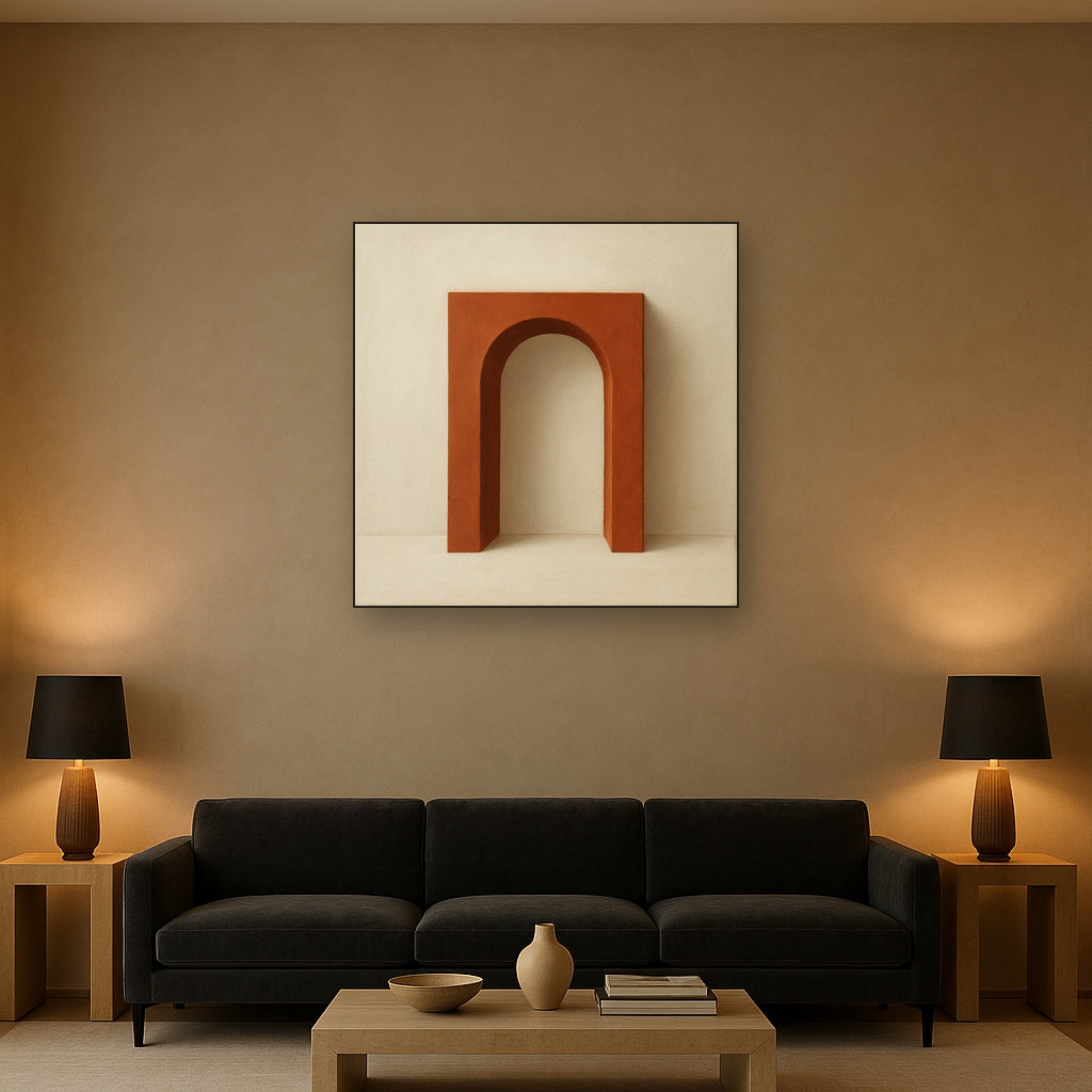 Terracotta Clay & Cream Arch No. 4 - Modern Fine Art Oil Painting - View 2