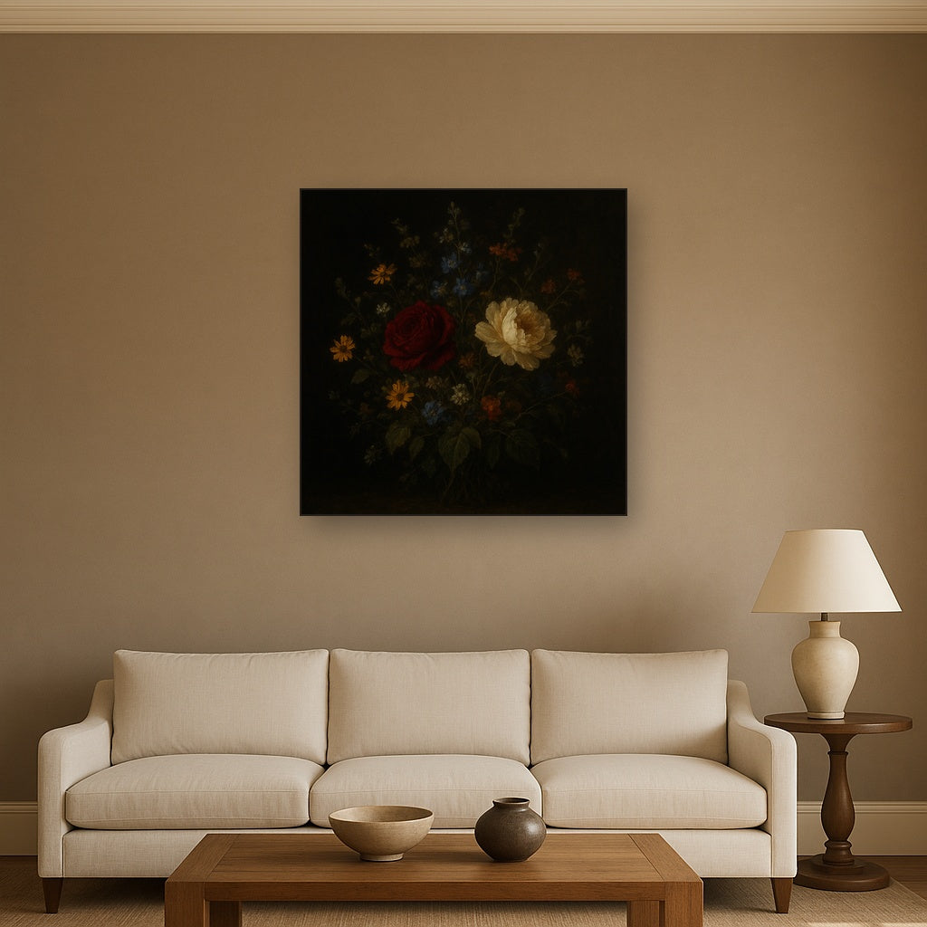 Moody Dutch Master Dark Floral Still Life No. 14 Fine Art Oil Painting - View 2