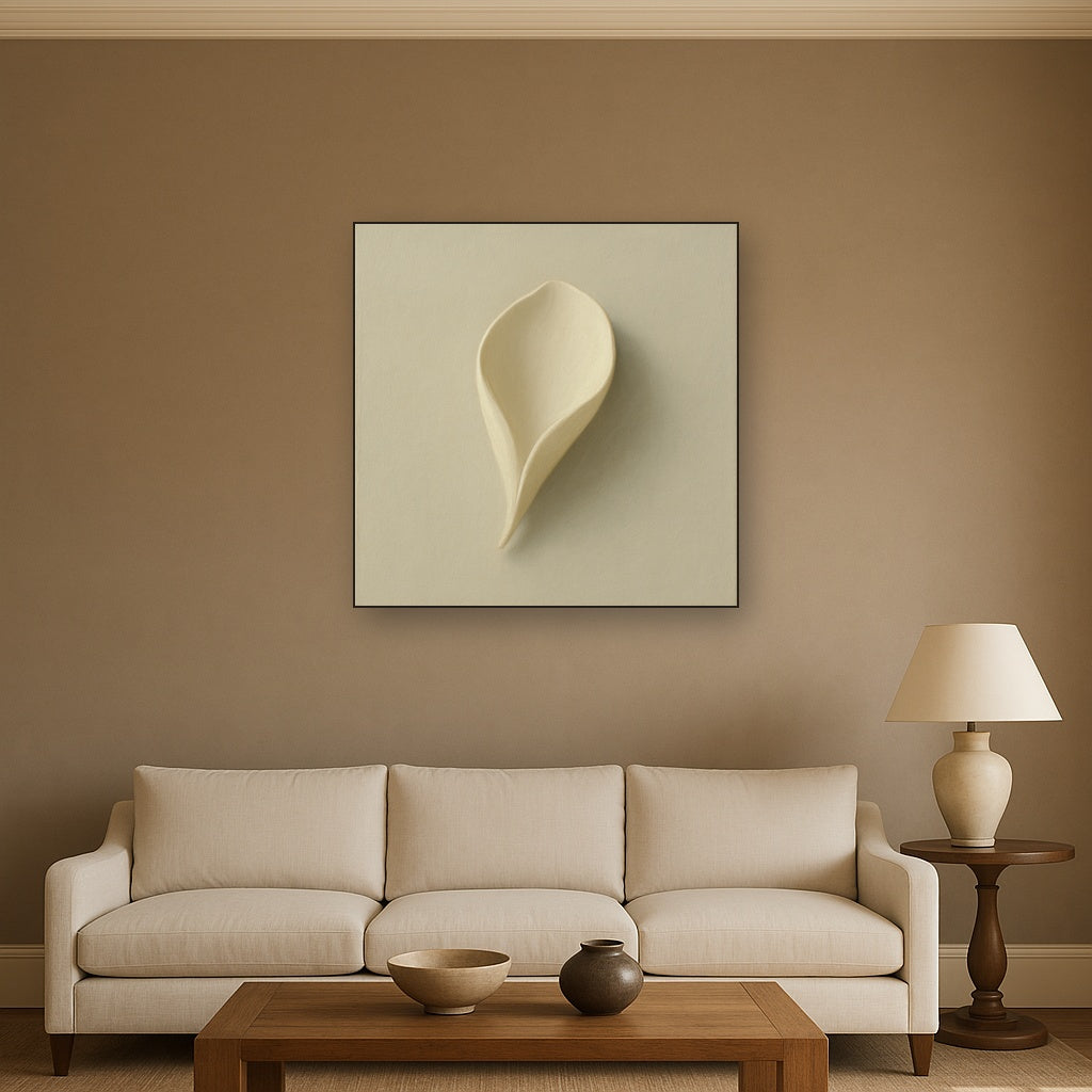 Sculpted Ivory Floral Contour No. 1 - Modern Fine Art Oil Painting - View 2