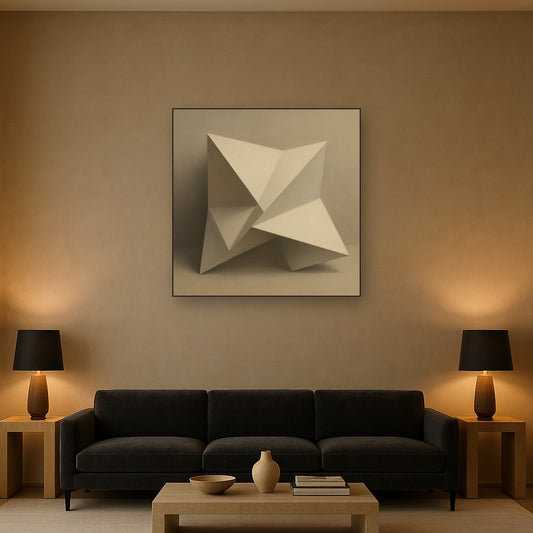 Folded Paper Geometry in Neutral Gradient Shadows No. 18 Oil Painting - View 2