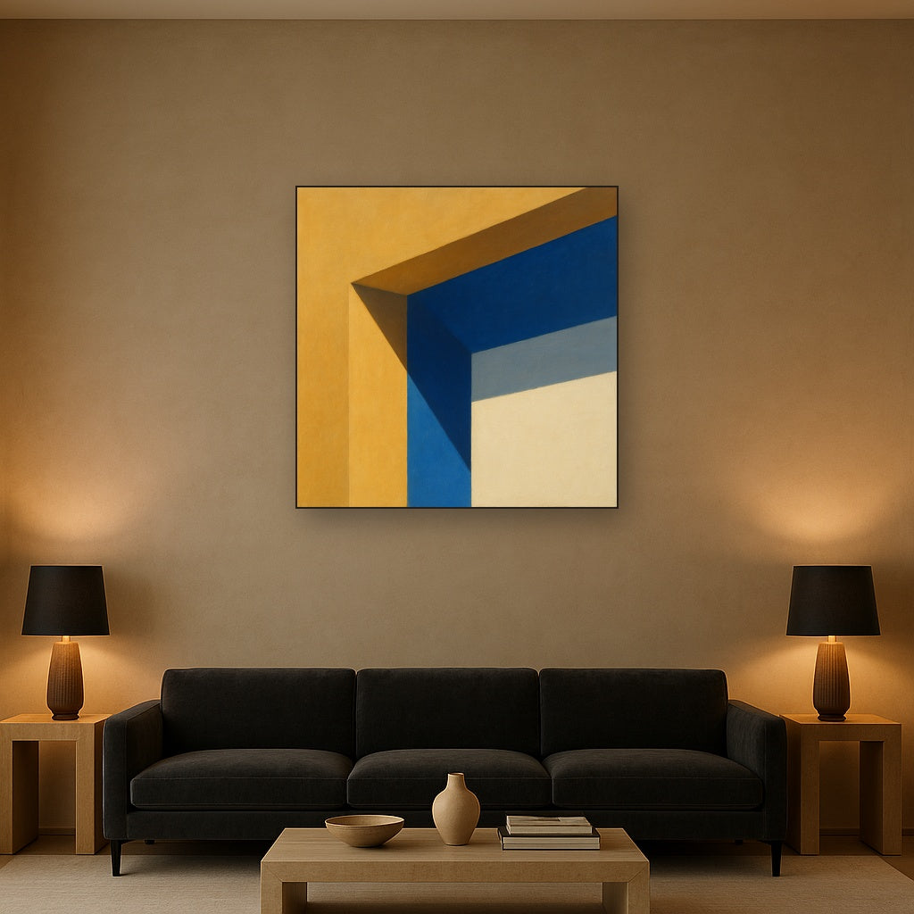 Sun & Shadow Architectural Facade Geometry Fine Art Oil Painting - View 2