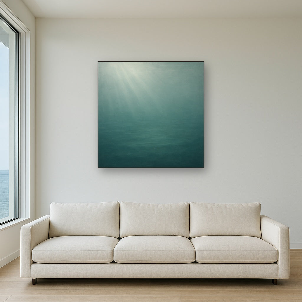 Minimalist Aquamarine Reef Void No. 10 - Modern Fine Art Oil Painting - View 2