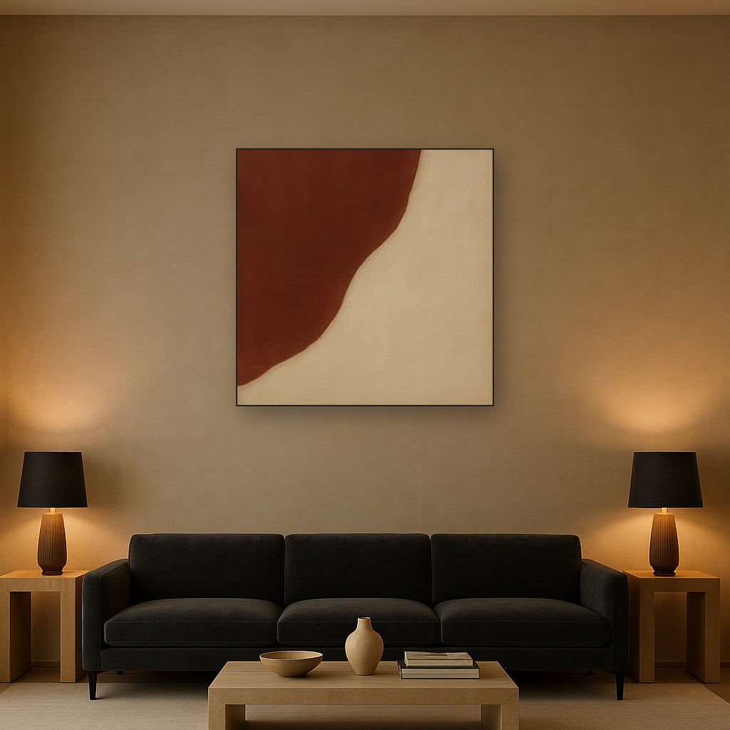 Burnt Umber & Greige Duet No. 7 - Modern Fine Art Oil Painting - View 2