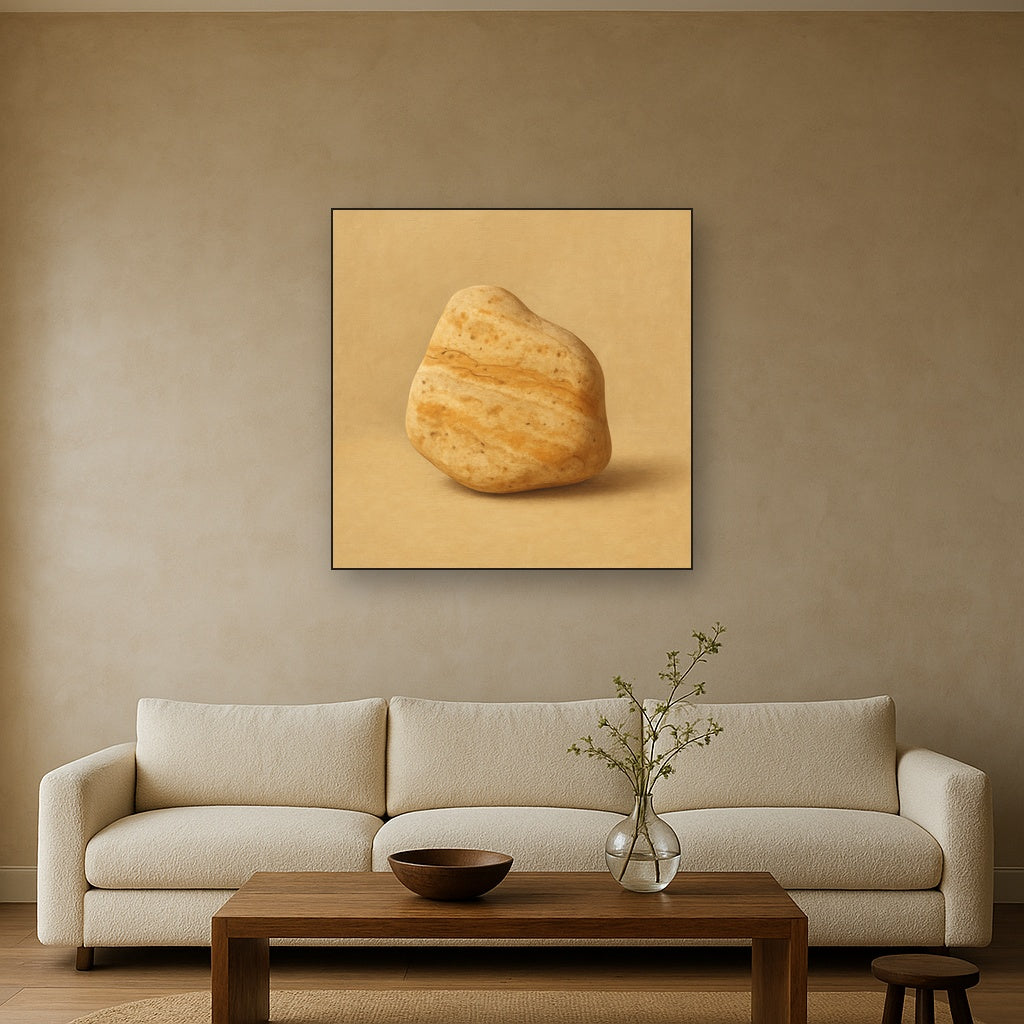 Zen Stone & Warm Grey Void No. 5 - Modern Fine Art Oil Painting - View 2
