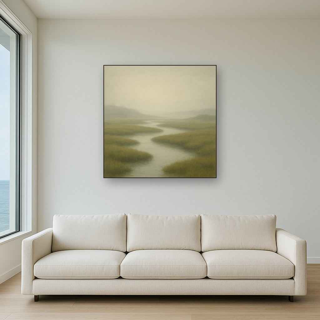 Morning Fog over Cape Cod Tidal Marsh No. 18 Oil Painting - View 2