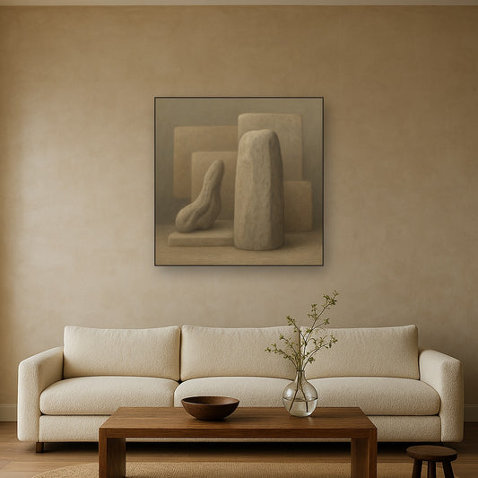 Driftwood Grey & Weathered Stone Monolith No. 16 Oil Painting - View 2