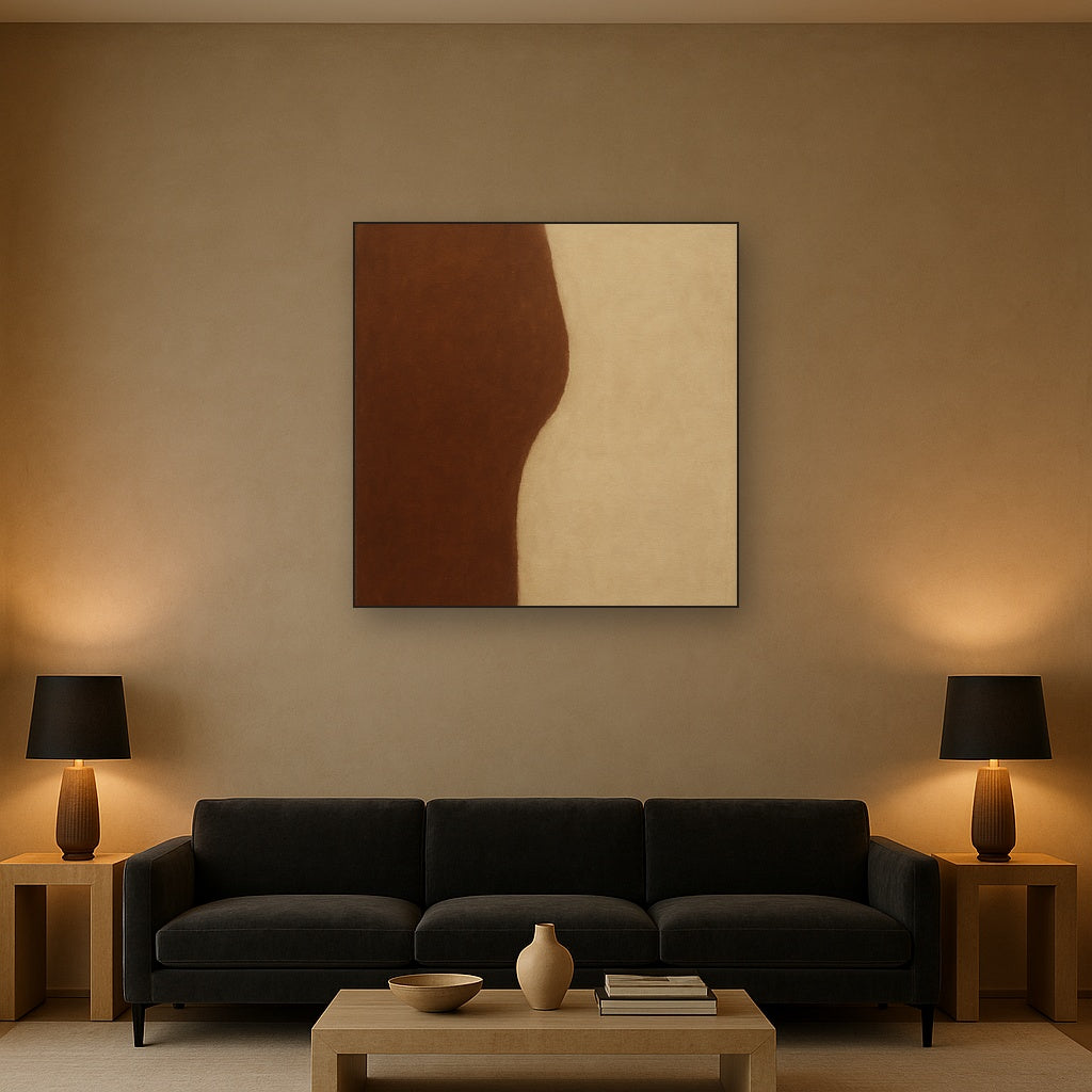 Burnt Umber & Greige Duet No. 7 - Modern Fine Art Oil Painting - View 2