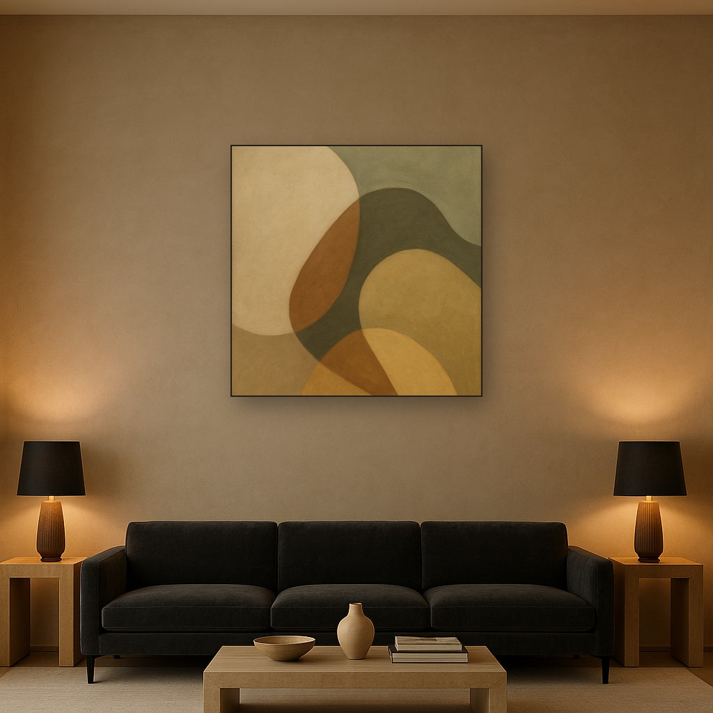 Organic Curved Shapes in Neutral Earth Pigments No. 8 Fine Art Oil Painting - View 2