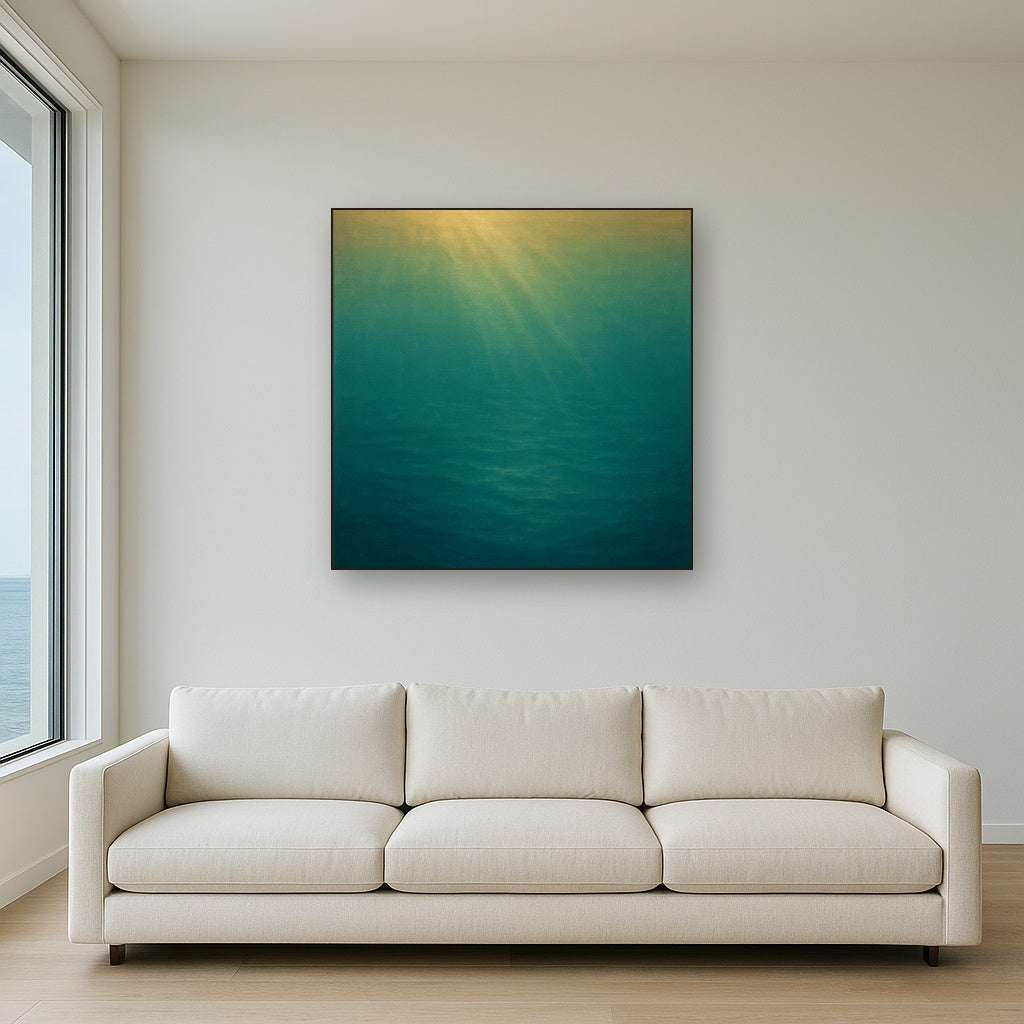 Minimalist Aquamarine Reef Void No. 10 - Modern Fine Art Oil Painting - View 2