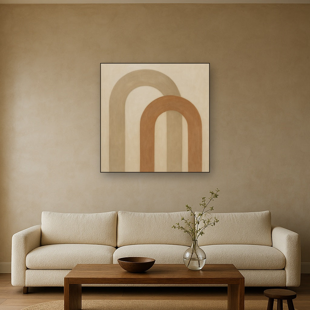 Minimalist Japandi Archways No. 10 - Modern Fine Art Oil Painting - View 2