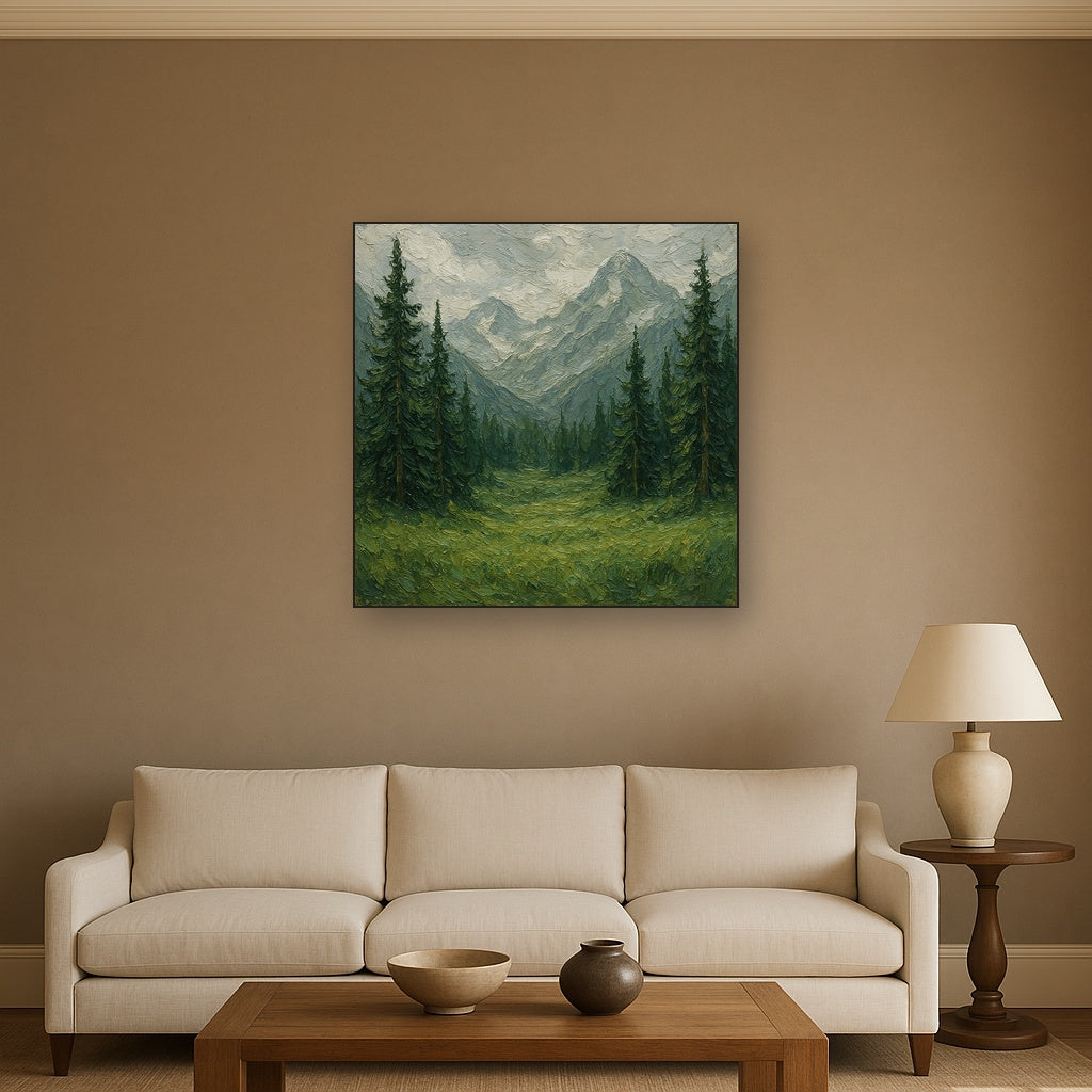 Alpine Glade Heavy Knife Impasto Oil Painting - View 2