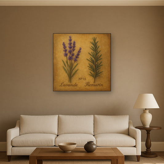 Vintage French Herbarium Lavender & Rosemary No. 11 Fine Art Oil Painting - View 2