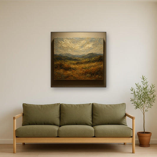 Mother & Child Silhouette Figurative Oil Painting - Styled in Modern Living Room