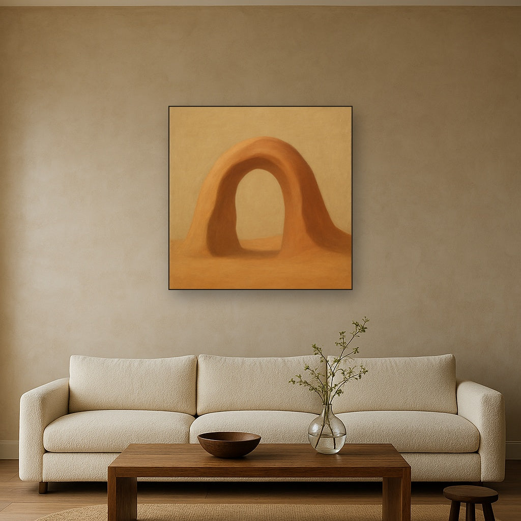 Warm Beige Travertine Arch No. 1 - Modern Fine Art Oil Painting - View 2