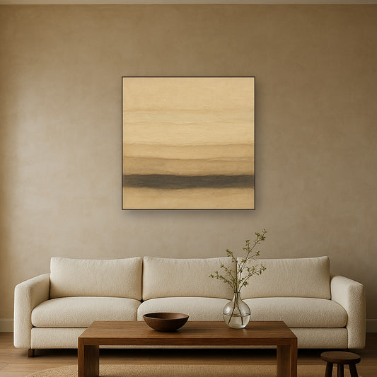 Raw Limestone Horizon & Washed Linen No. 27 Oil Painting - View 2