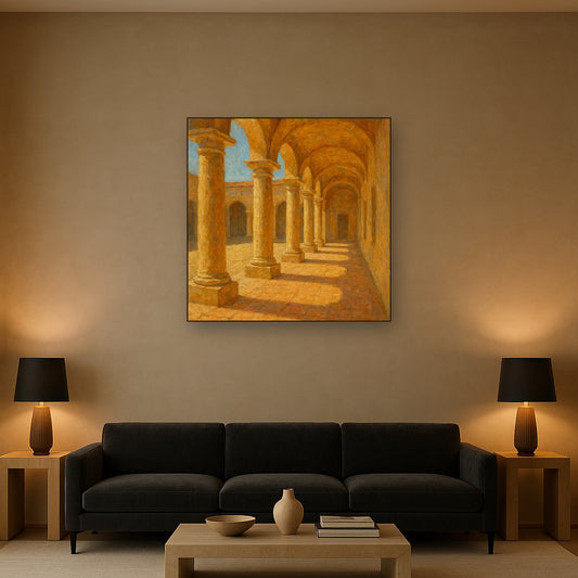 Mediterranean Colonnade at Noon Oil Painting - View 2
