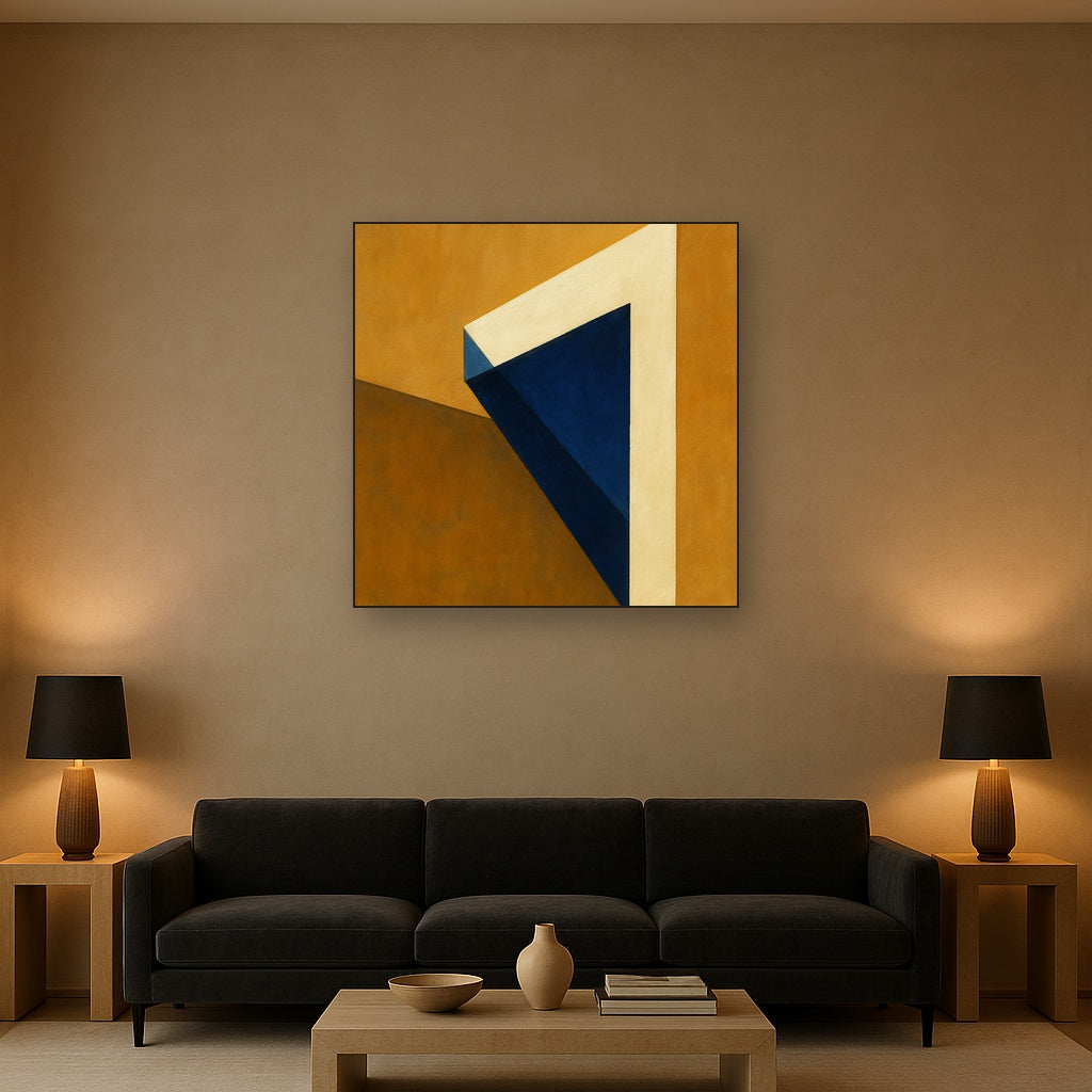 Sun & Shadow Architectural Facade Geometry No. 9 Fine Art Oil Painting - View 2