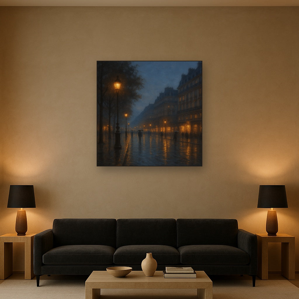 Rainy Parisian Boulevard at Twilight No. 20 Oil Painting - View 2