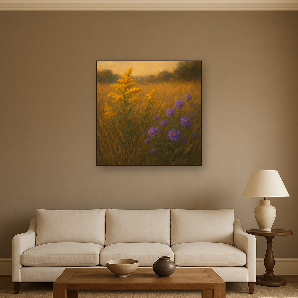 Goldenrod & Autumn Asters in Rustic Meadow No. 8 Fine Art Oil Painting - View 2