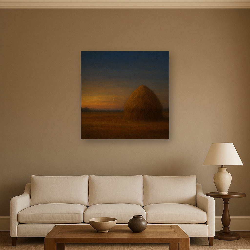 Dusk Horizon over Weathered Haystack No. 7 Oil Painting - View 2