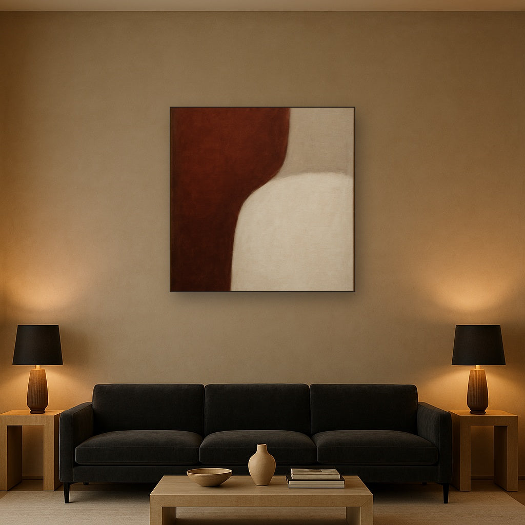 Burnt Umber & Greige Duet No. 7 - Modern Fine Art Oil Painting - View 2