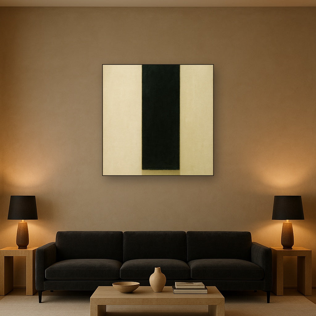 Deep Charcoal & Bone Monolith No. 1 - Modern Fine Art Oil Painting - View 2
