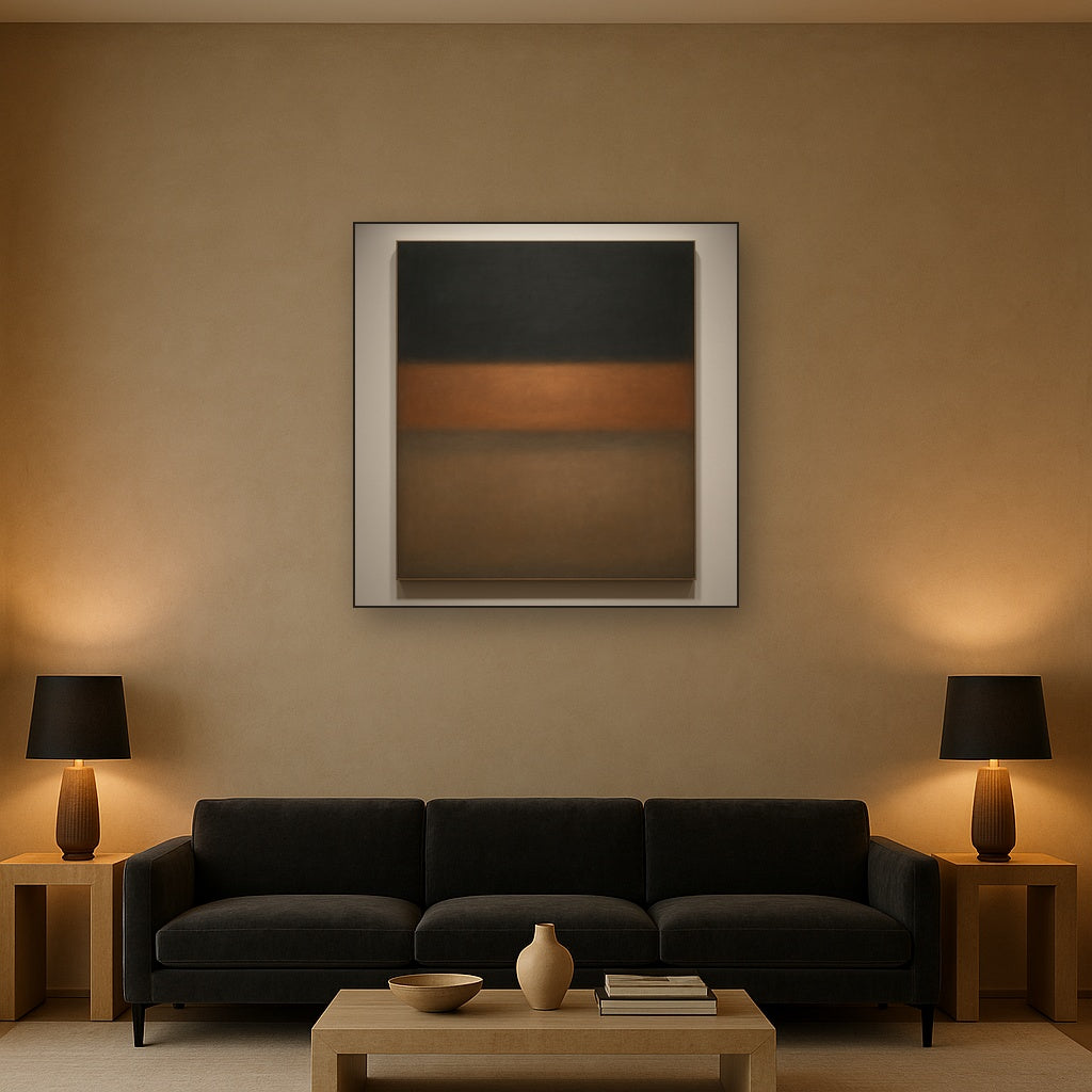 Charcoal Slate & Burnished Copper Horizon No. 10 Oil Painting - View 2