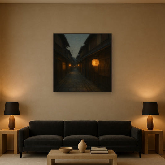 Old Kyoto Gion Alley in Soft Lantern Light No. 11 Oil Painting - View 2
