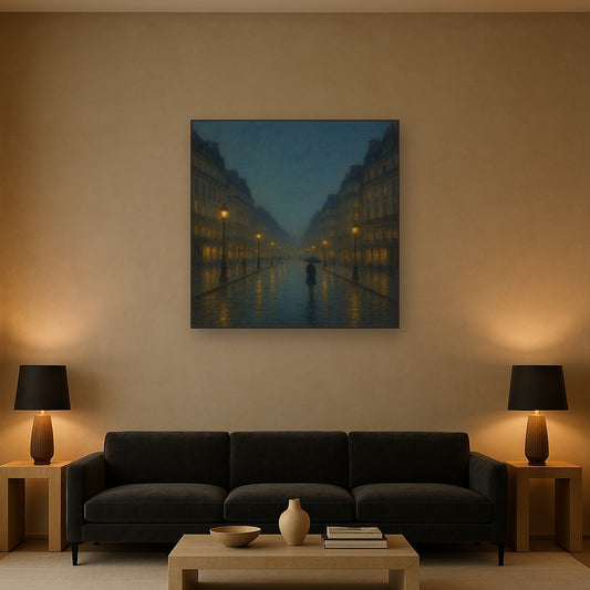 Rainy Parisian Boulevard at Twilight No. 12 Oil Painting - View 2