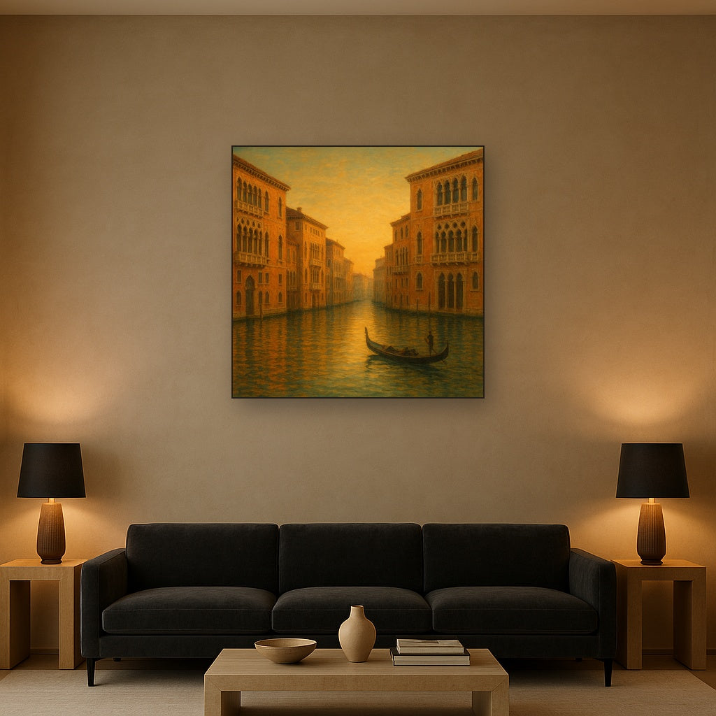 Venetian Canal Palaces at Golden Hour No. 13 Oil Painting - View 2