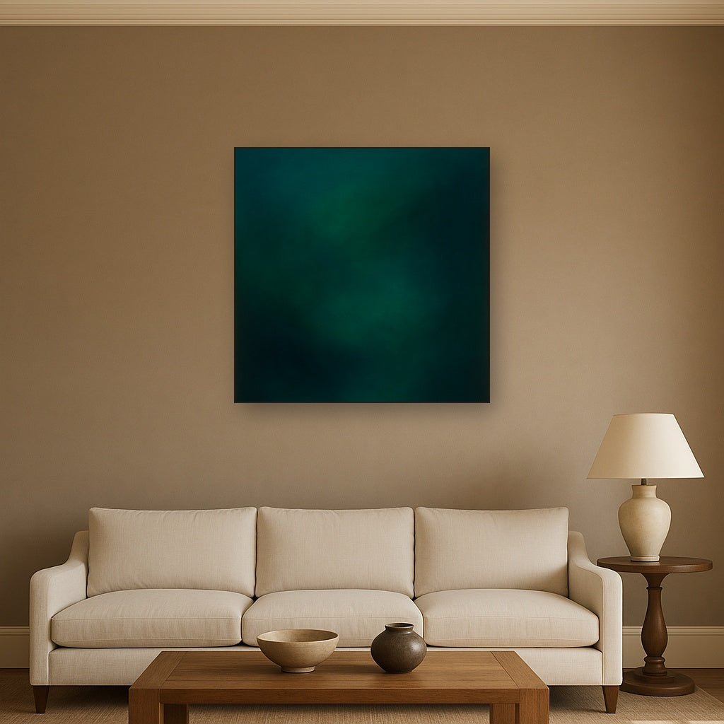 Midnight Teal & Deep Malachite Gradient No. 10 Oil Painting - View 2