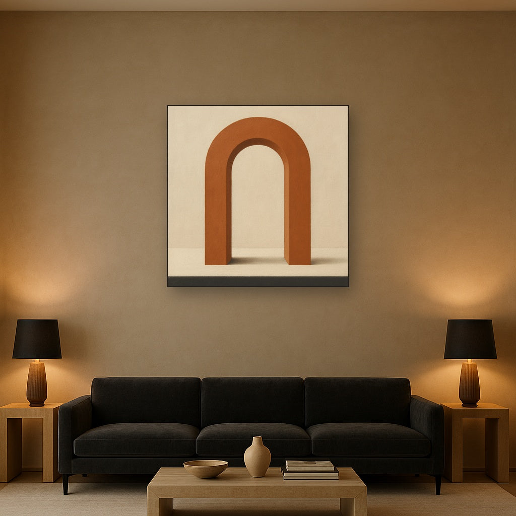 Terracotta Clay & Cream Arch No. 4 - Modern Fine Art Oil Painting - View 2