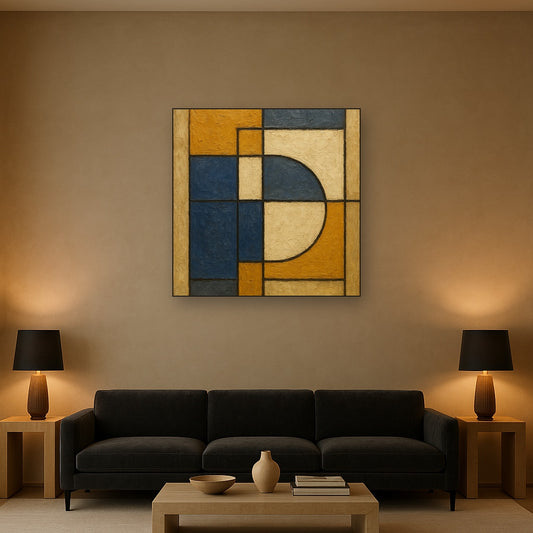 Bauhaus Geometric Balance No. 1 No. 5 Oil Painting - Styled in Modern Living Room