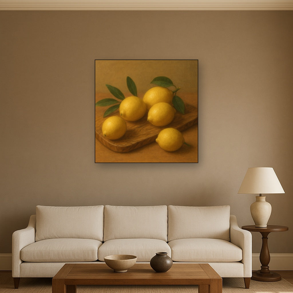 Meyer Lemons on Olive Wood Board No. 8 Oil Painting - View 2