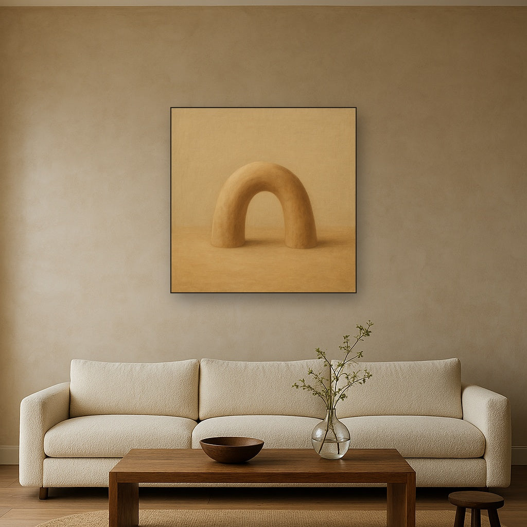 Warm Beige Travertine Arch No. 1 - Modern Fine Art Oil Painting - View 2