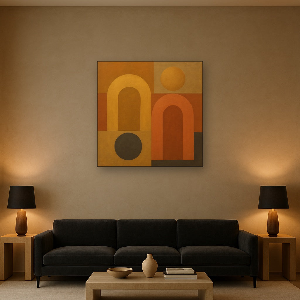 Arch & Circle Equilibrium in Warm Earth Tones No. 5 Oil Painting - View 2