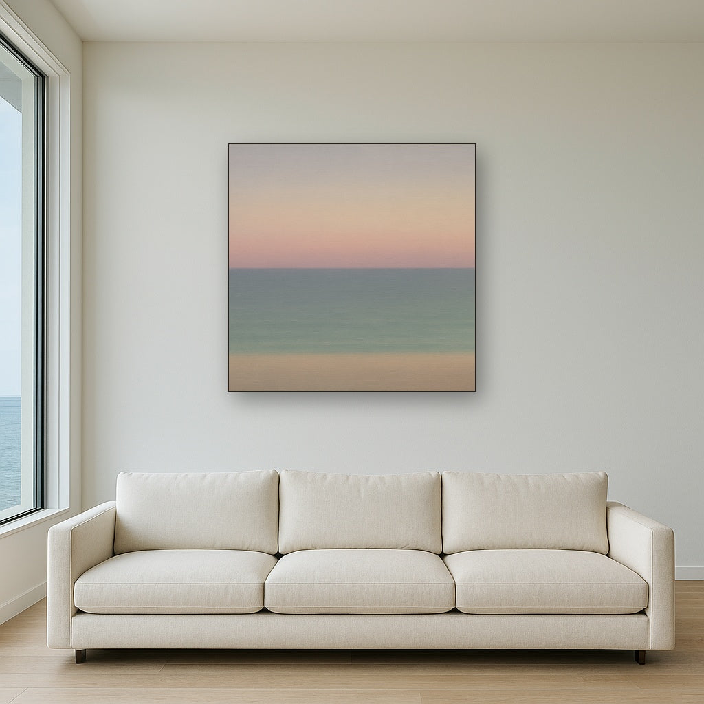 Dusk Horizon in Pale Lavender & Slate No. 3 - Modern Fine Art Oil Painting - View 2