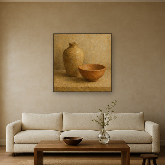 Wabi-Sabi Ceramic Silhouette Oil Painting - View 2