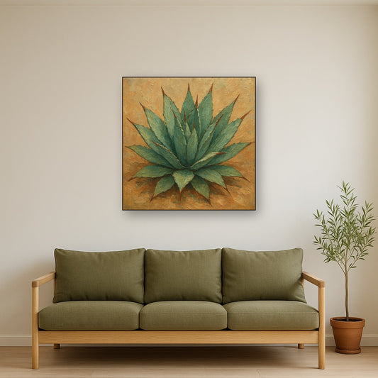 Wild Desert Agave Botanical Oil Painting - View 2