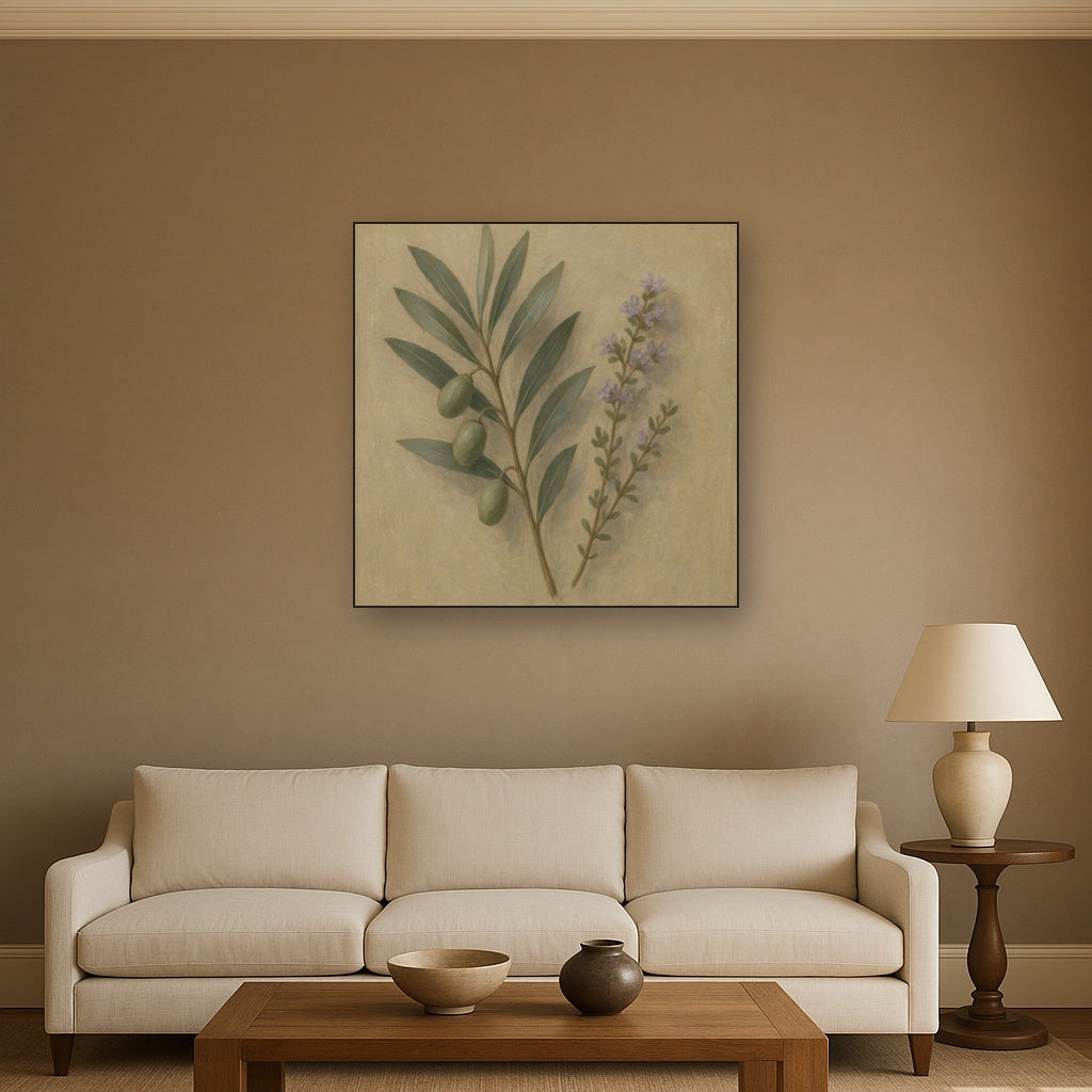 Olive Branches & Wild Thyme Botanical Study No. 2 Fine Art Oil Painting - View 2