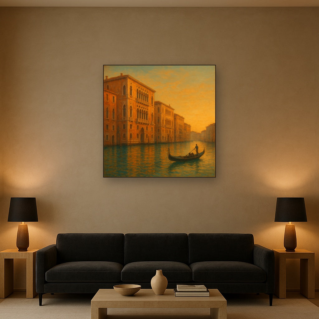 Venetian Canal Palaces at Golden Hour No. 4 Oil Painting - View 2