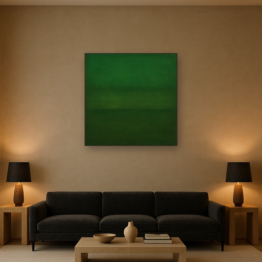 Forest Emerald & Deep Moss Contemplative Field No. 3 Oil Painting - View 2