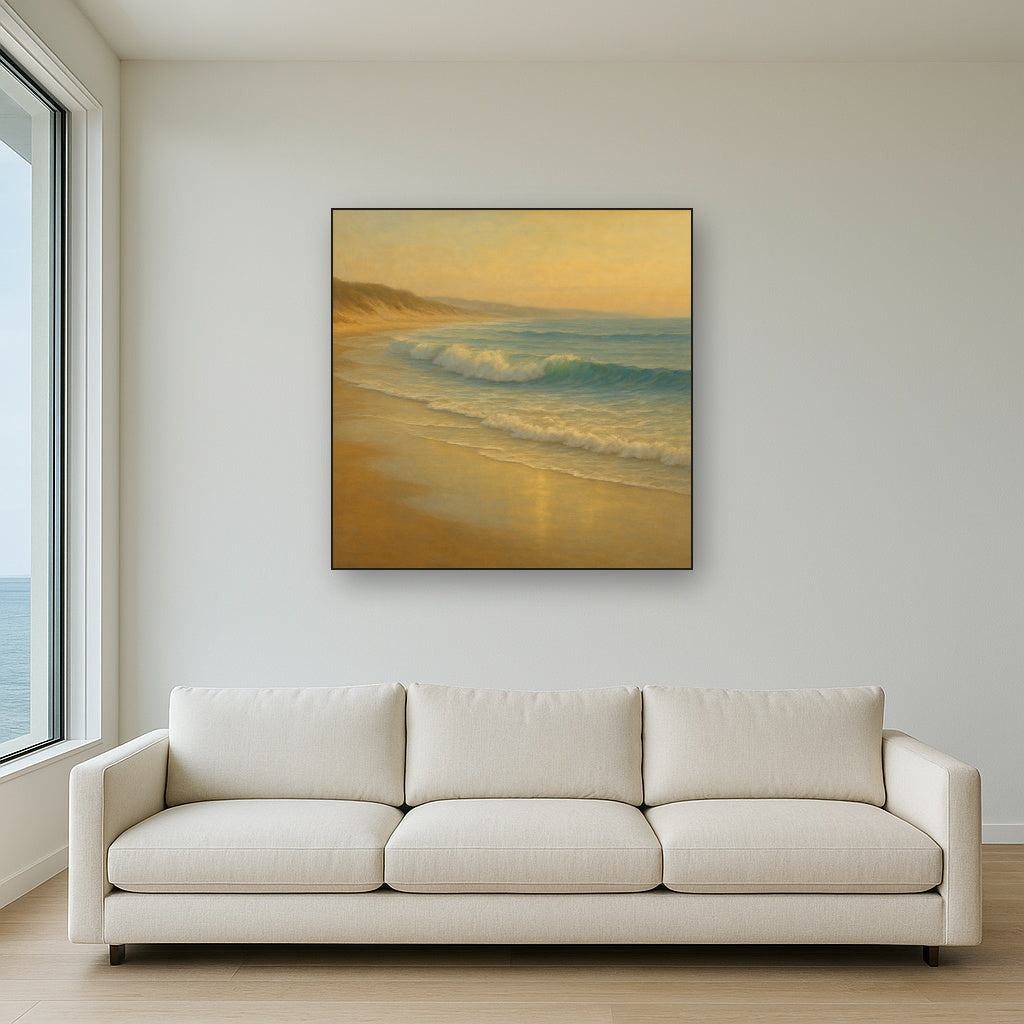 Gentle Breaking Waves & Wet Beach Reflection No. 17 Oil Painting - View 2