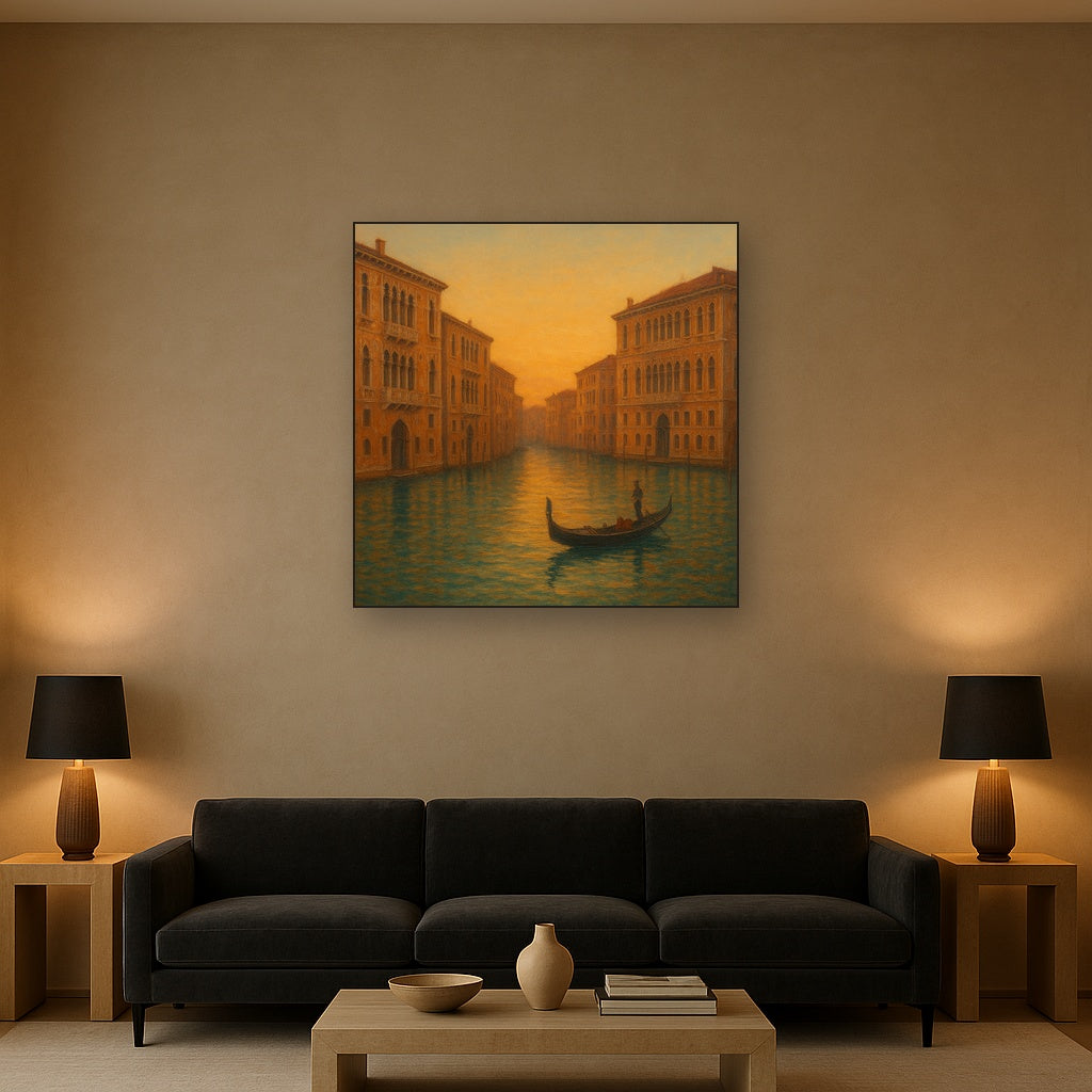 Venetian Canal Palaces at Golden Hour No. 5 Oil Painting - View 2