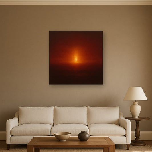 Deep Garnet & Amber Candlelight Horizon No. 14 Oil Painting - View 2